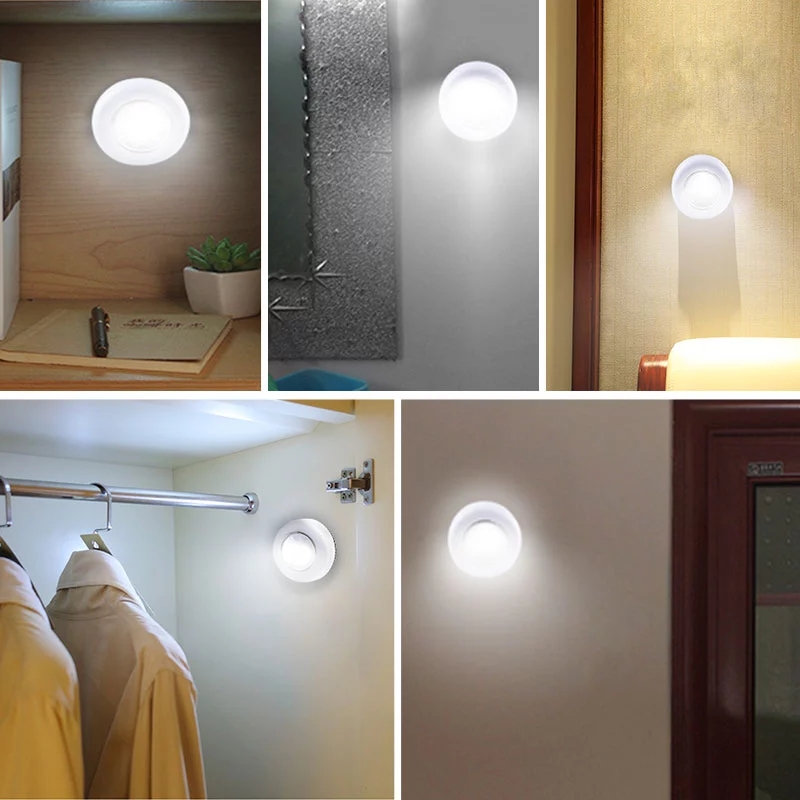 Đèn Led Cob Hình Tròn Dán Tường Điều Khiển Cảm Ứng Tự Dính Diy Dễ Lắp Đặt Sử Dụng Pin Cho Nhà Bếp