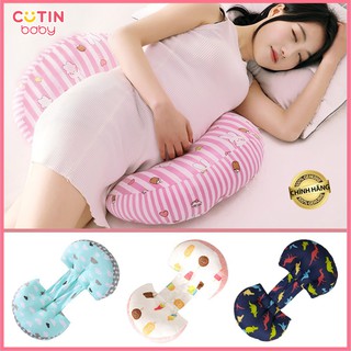 Gối ôm bà bầu GOBABA ❤️FREESHIP❤️ Gối kê bụng, giảm đau lưng bà bầu