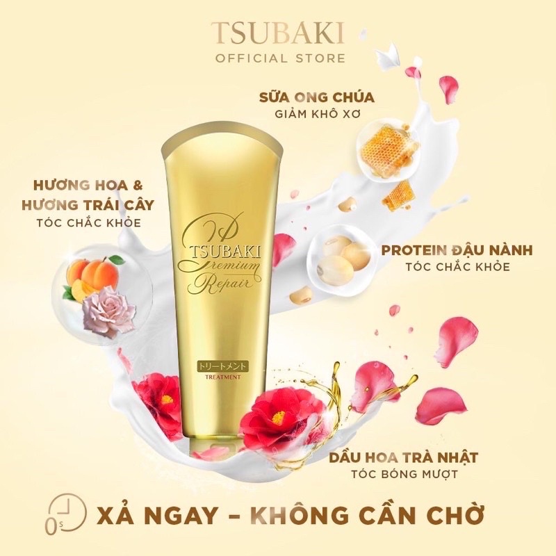 Combo 3 món Gội + Xả + Kem Xả Phục hồi hư tổn và Ngăn rụng tóc TSUBAKI Premium Repair ( 490ml + 490ml + 180g )