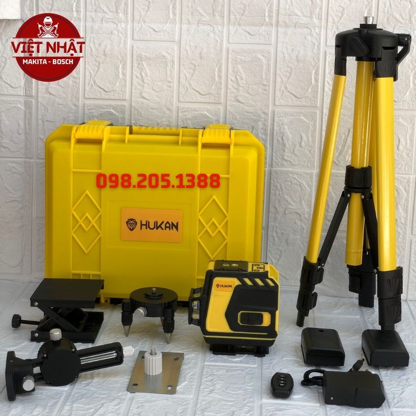 Máy bắn cốt, cân bằng laser HUKAN 12tia xanh phím cảm ứng, 5 tia xanh siêu mảnh, pin cài dung lượng 4400mah