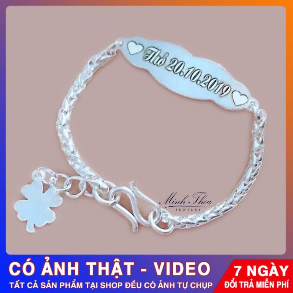 Lắc tay, vòng tay bạc bé gái khắc tên, trang sức bạc nguyên chất bé trai bé gái Tuấn Thoan JEWELRY