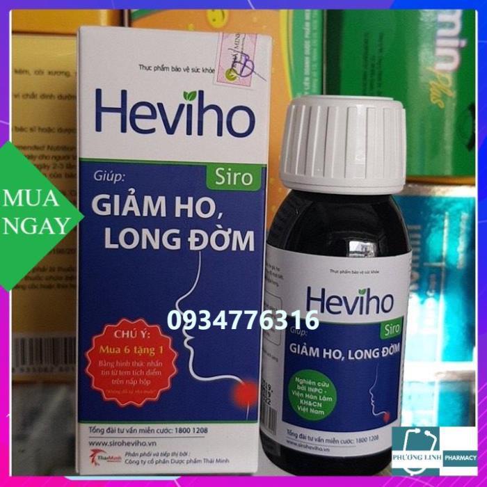 Siro Heviho hỗ trợ giảm ho, đau rát họng, long đờm, chai 100ml