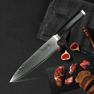 Dao bếp thái, lọc, gọt không rỉ xịn,mặt dao dập hoa văn,sắc rất bền,thiết kế nhật-TOPCOMSHOP hàng chính hãng-NDT1