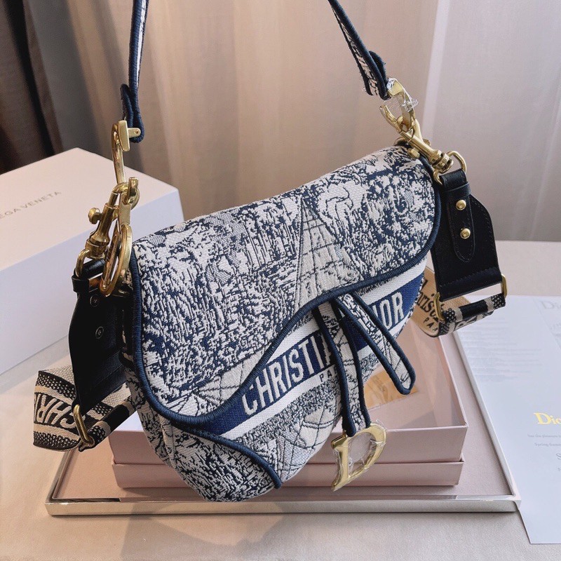 Túi ví, túi đeo chéo, túi yên ngựa da thật Dior CD họa tiết thời trang cao cấp