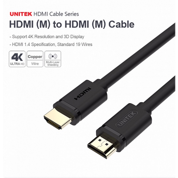 Cáp HDMI 8m UNITEK YC 141 4K (Dây tròn trơn, hàng cao cấp)