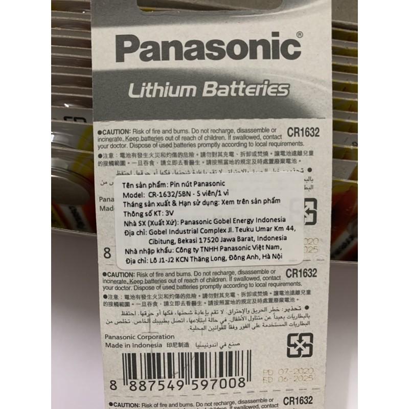 Pin CR1632 Panasonic 3V Lithium