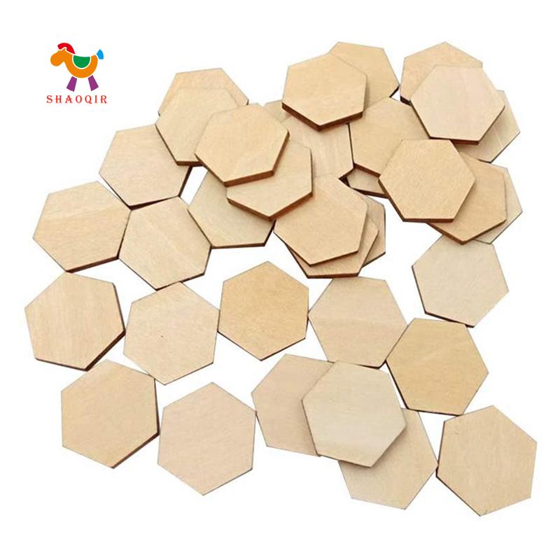 Bộ 100 miếng gỗ sồi hình lục giác 25mm dùng trang trí DIY