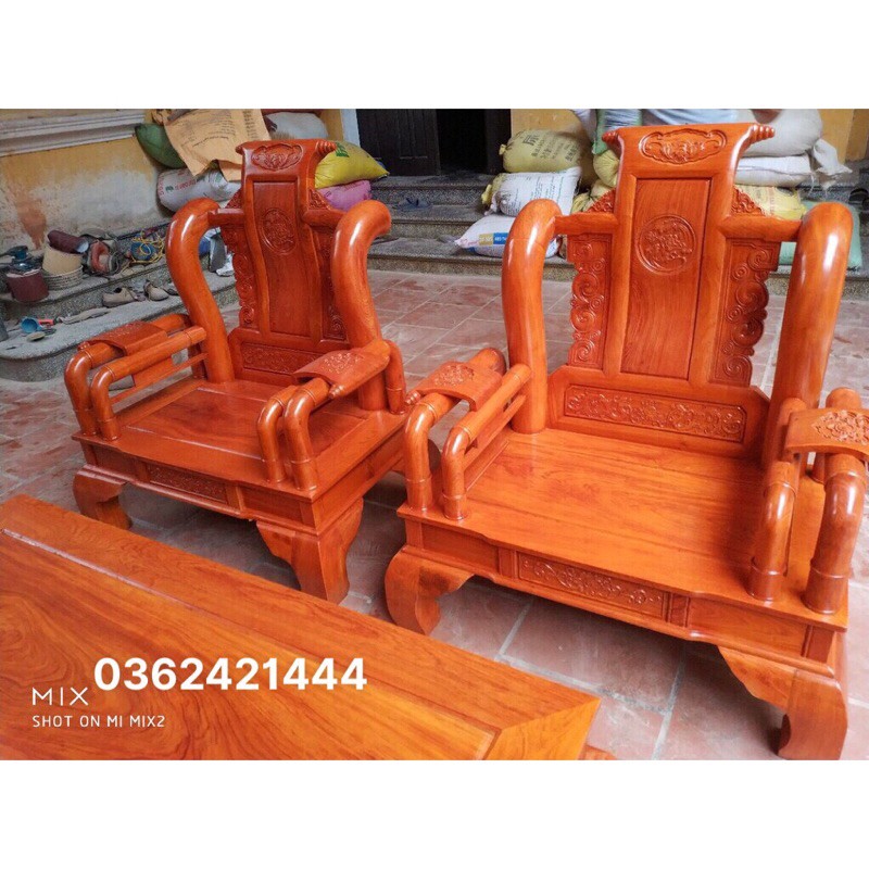 bộ bàn ghế tần thủy hoàng gỗ hương đá tay 12