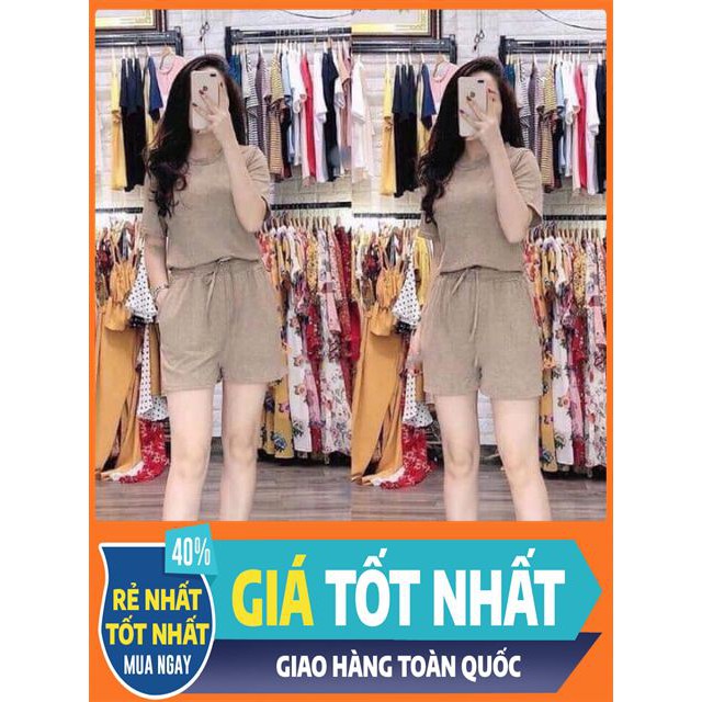 [ Sale Off ] Bộ cotton muối tiêu cộc tay +sát nách hàng Quảng châu size 40-60kg thời trang elise