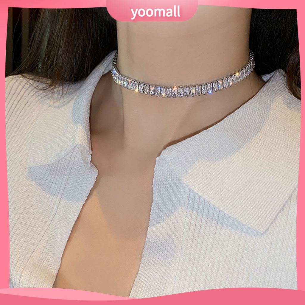 Vòng Cổ Choker Đính Đá Zircon Đơn Giản Nhẹ Nhàng Có Thể Điều Chỉnh