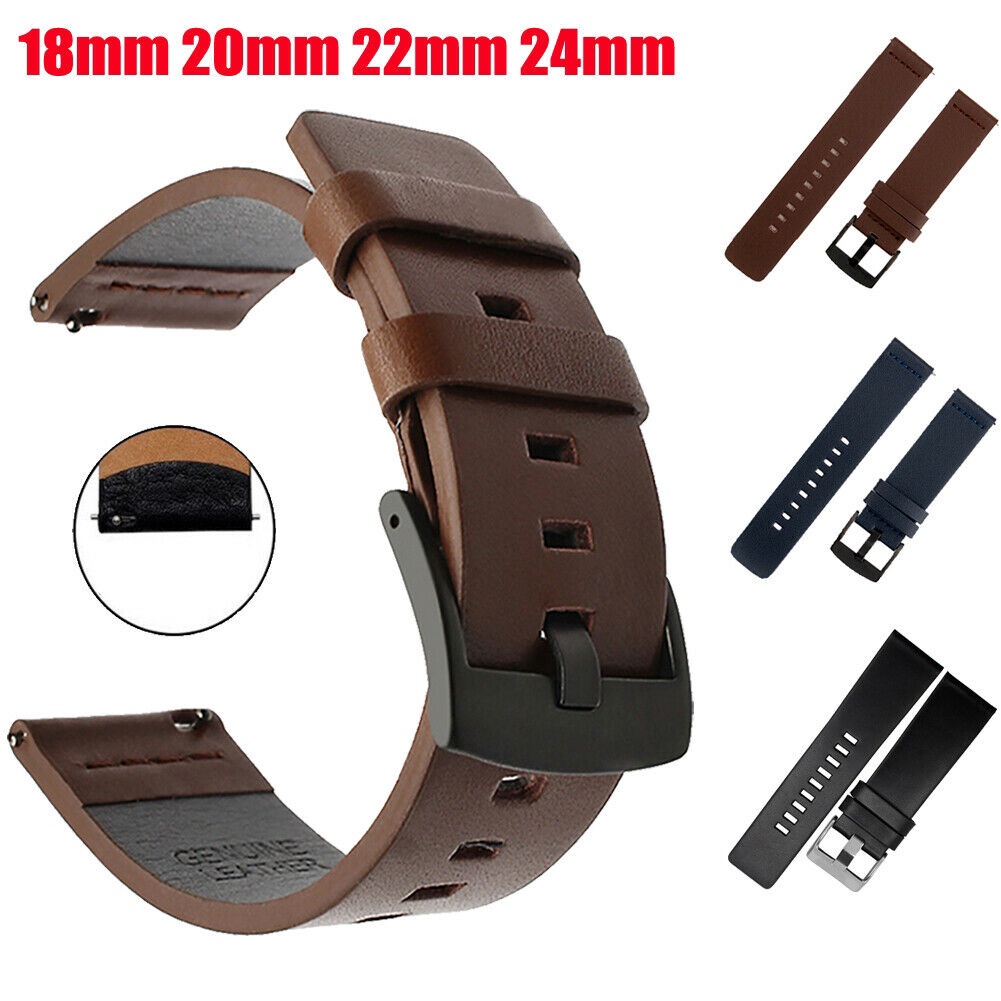 Dây Đeo Đồng Hồ Bằng Da Thật 18mm 20mm 22mm 24mm Tháo Gỡ Nhanh