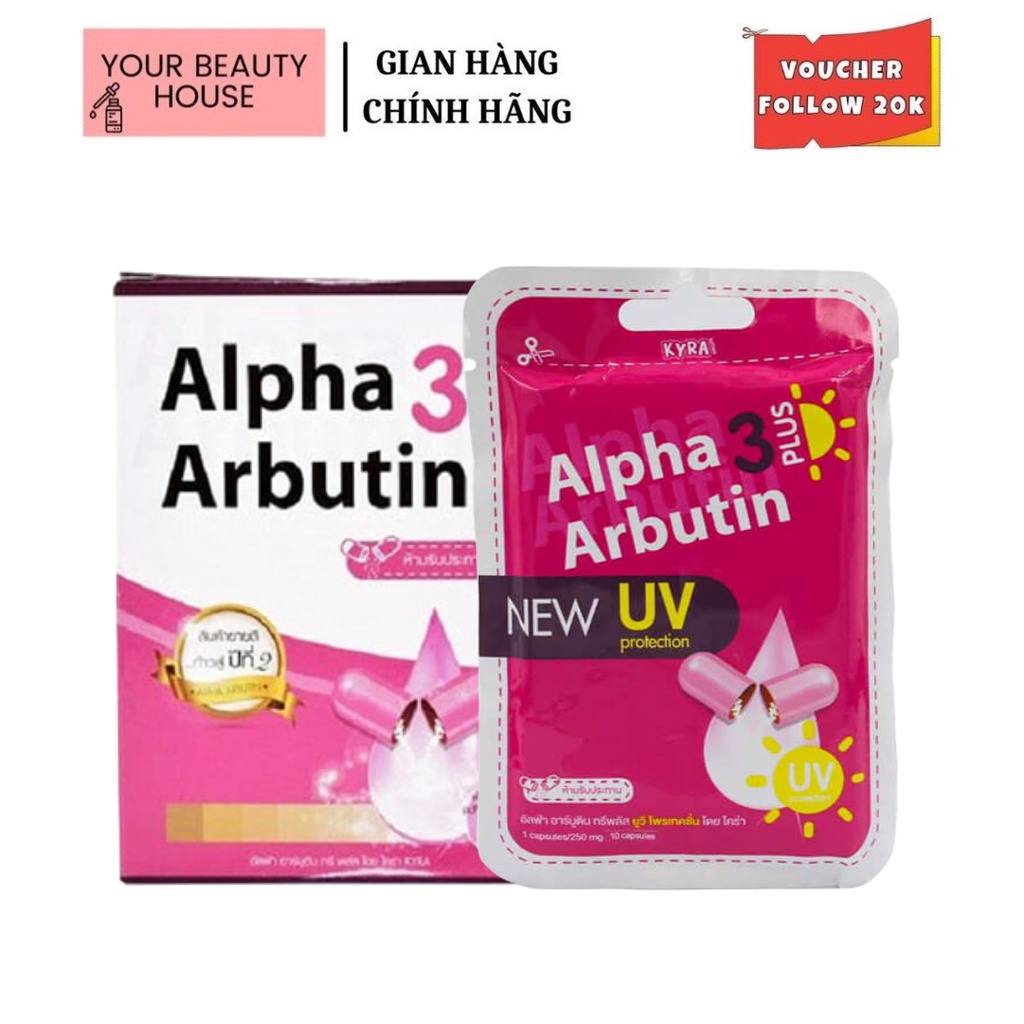 [Alpha Arbutin] Hộp 10 Viên Kích Trắng Thái Lan