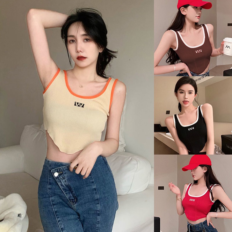 Áo Tank Top Nữ Không Tay In Chữ Đơn Giản