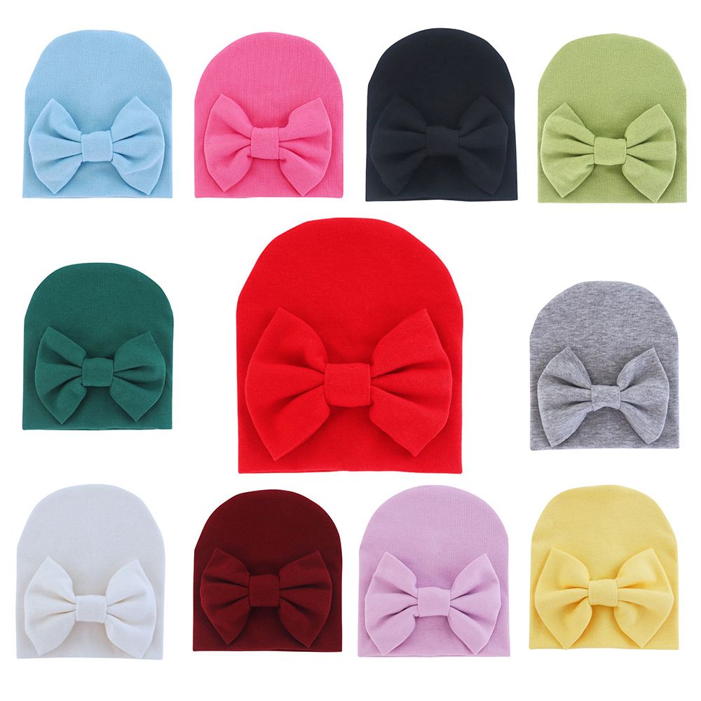 Mũ trùm đầu thắt nơ chất liệu cotton mềm mại cho bé MIHAN1