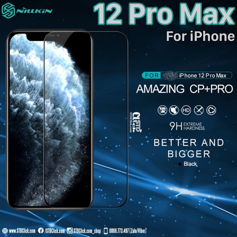 KÍNH CƯỜNG LỰC IPHONE 12 PRO MAX NILLKIN CP+PRO 2.5D CHÍNH HÃNG