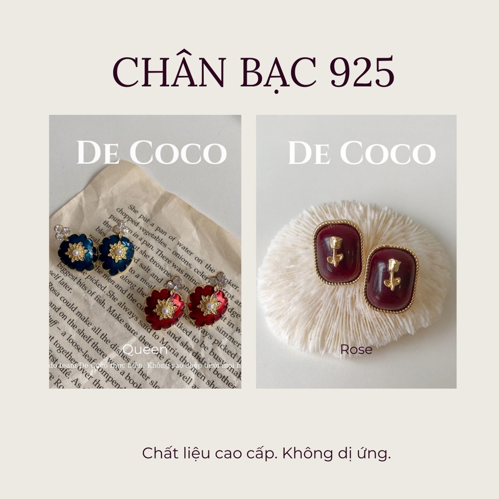 Bông tai khuyên tai nữ vintage Queen De Coco