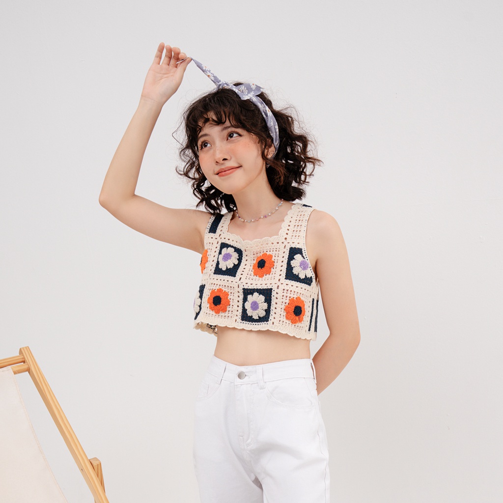 BLEUBIRD Áo len Crochet Top