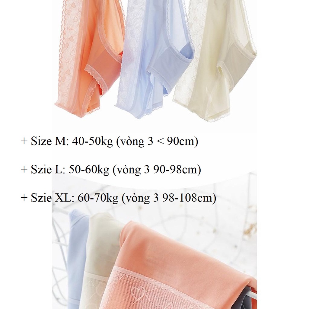 Quần Lót Nữ Lụa Băng - Quần Chip Nữ Mềm Phối Cạp Ren Tim Mềm Mại gợi cảm tôn dáng sexy - QL06