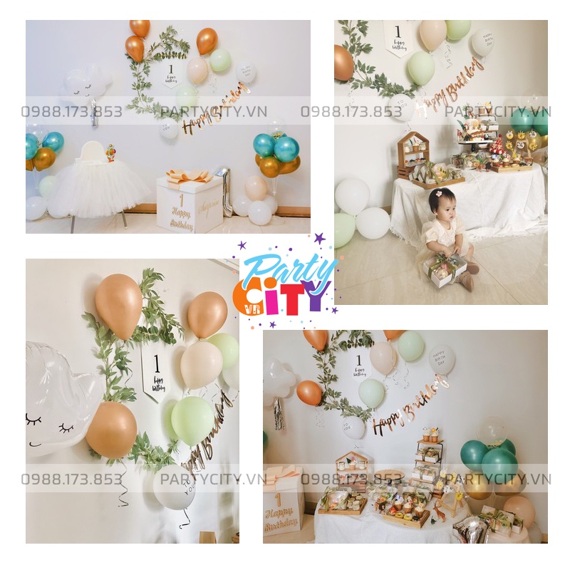 【PartyCityvn】Set Trang Trí Sinh Nhật Hàn Quốc Kèm Dây Lá Trang Trí Bóng Màu Đặc Biệt Cho Bé Trai, Bé Gái Và Người Lớn