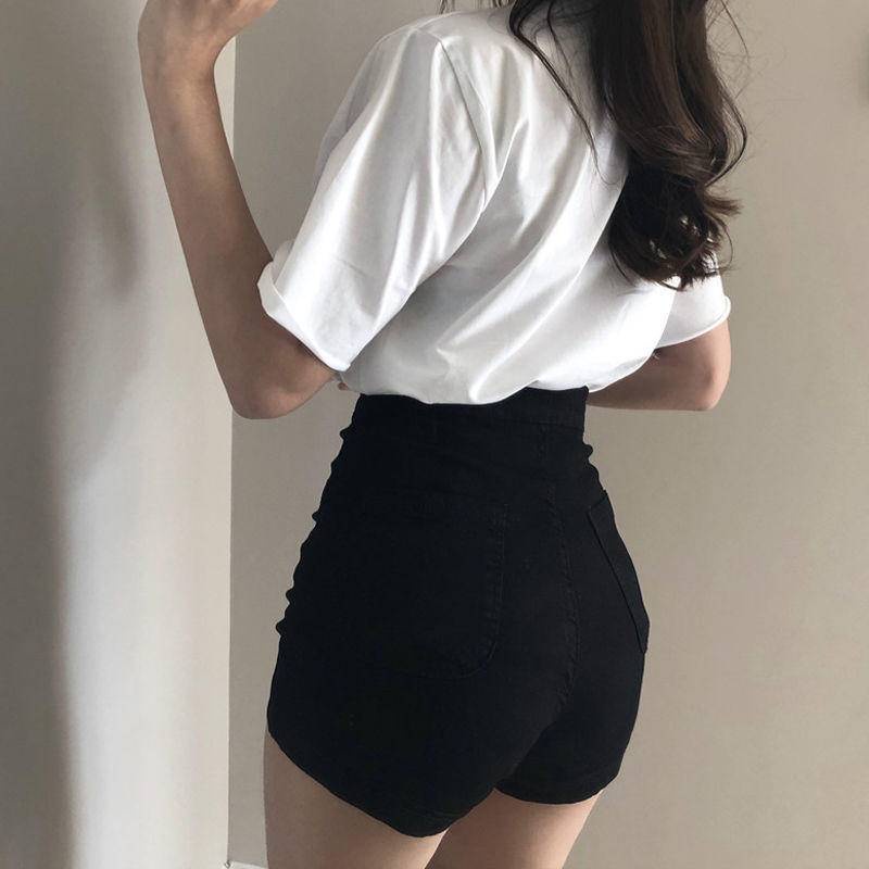 628# Quần Short denim Ống Rộng Lưng Cao Co Giãn Thời Trang Dành Cho Nữ