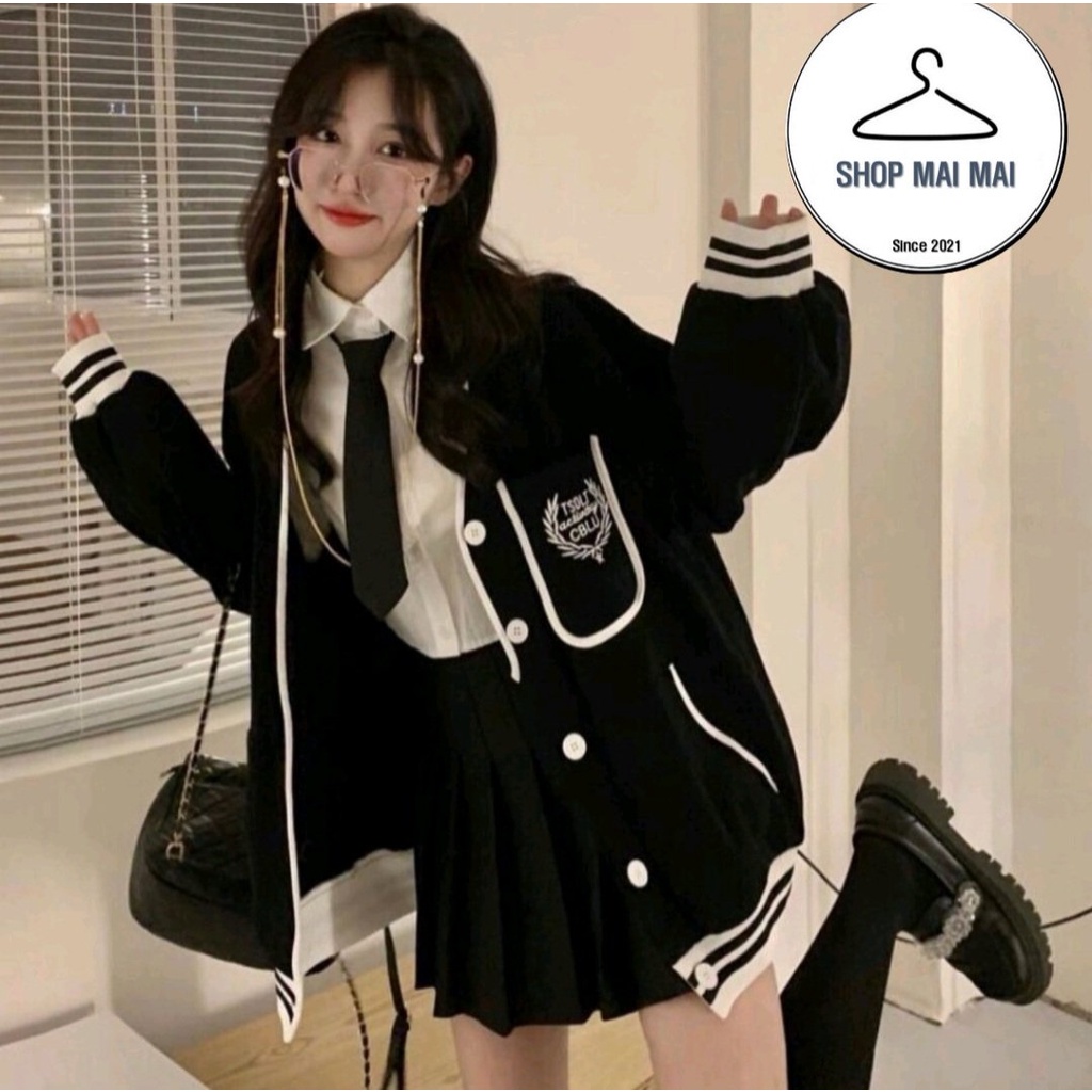 Áo Cardigan Nữ Viền CBLU, Áo Khoác Nỉ Cúc Cài Túi Trước Ngược | BigBuy360 - bigbuy360.vn