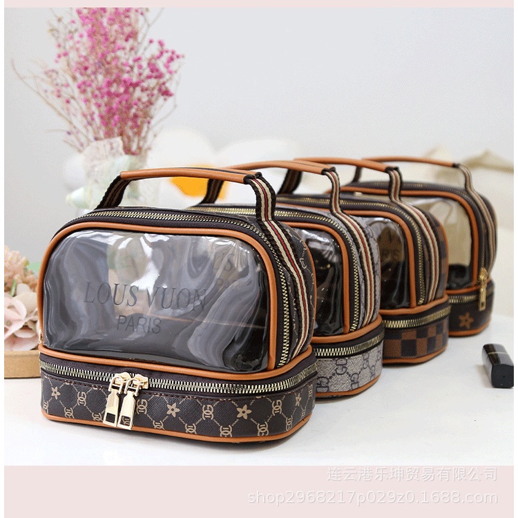Túi đựng mỹ phẩm đồ du lịch LV 2 ngăn chất liệu chống thấm nước cốp đựng đồ hot trend