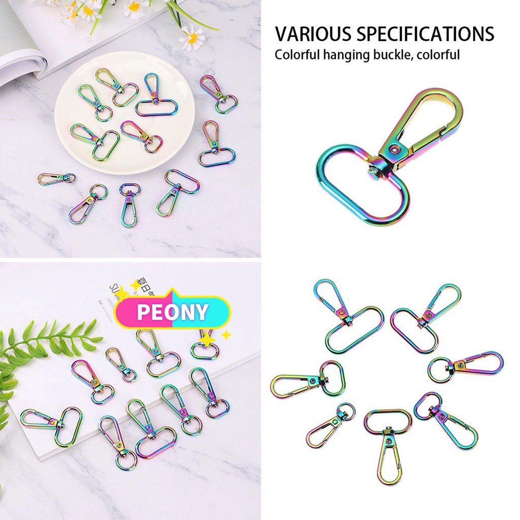 PEONY 5pcs High Quality Swivel Lobster Key Ring Handbag Purse Clip Leather Bag Buckle Colorful Dog Chain Collar Belt Buckles Snap Hook Shoulder Strap Clasp