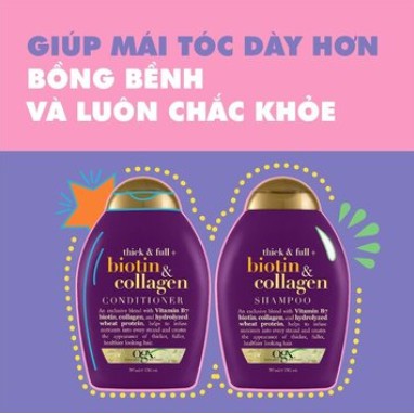 Bộ Gội Xả Biotin Collagen Tím, Làm Dày Tóc 385ml GentsOfficialStore