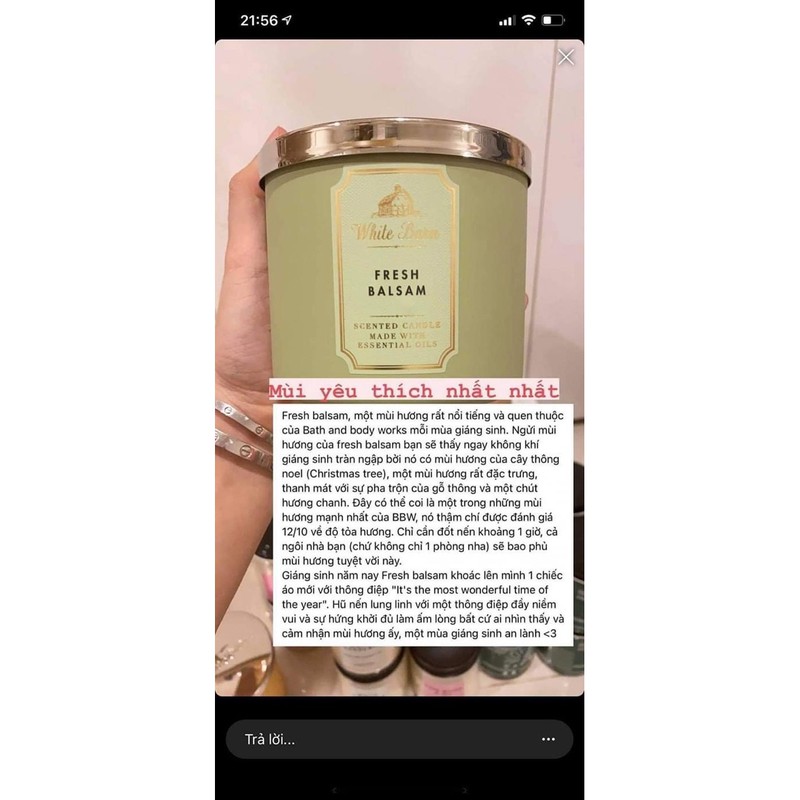 NẾN THƠM BATH AND BODY WORKD 3 BẤC 411G