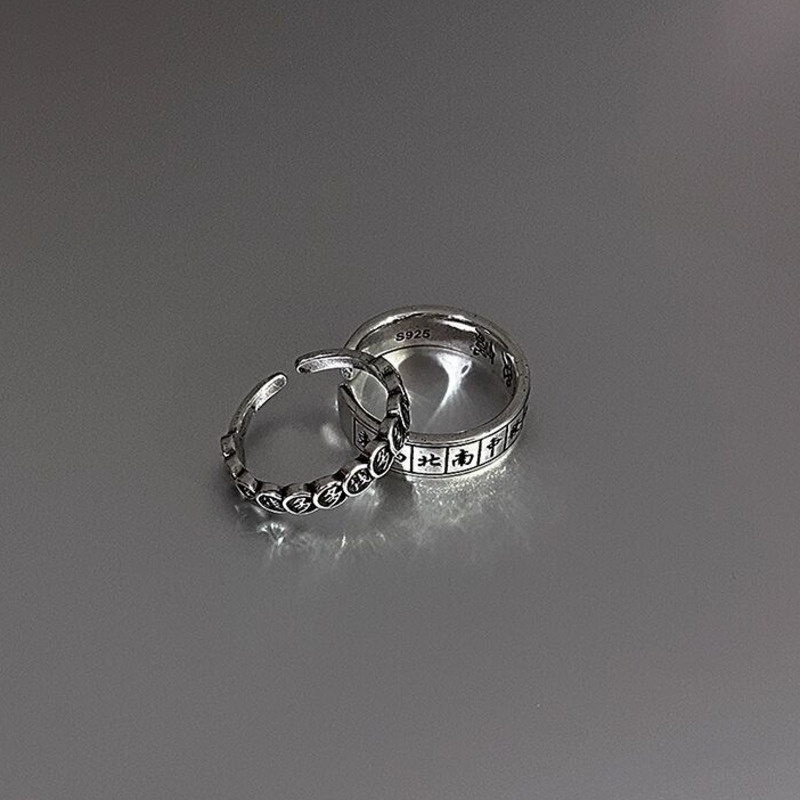 Nhẫn 19A1412 họa tiết mạt chược may mắn thiết kế có thể điều chỉnh được thời trang cổ điển