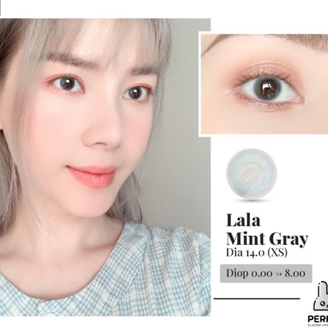 Lens Mắt , Kính Áp Tròng LALA MINT GRAY  Độ Cận và Không Độ , DIA 14.0 , Cho Mắt Nhạy Cảm Giá Sale