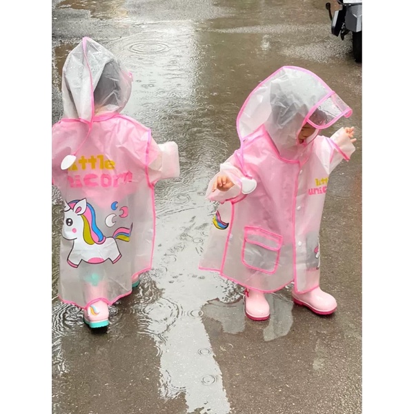 Áo mưa cao cấp EVA cho bé mẫu mới với hình Khủng long vàng và Pony hồng siêu xinh - Kiểu dáng Hàn Quốc