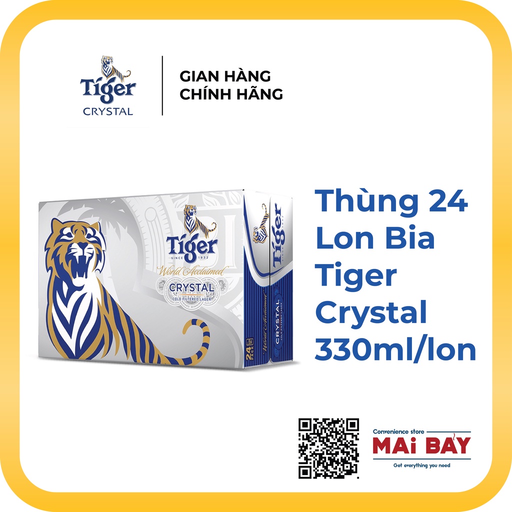 [GIAO NHANH 1H] Thùng 24 lon bia Tiger Crystal 330ml/lon