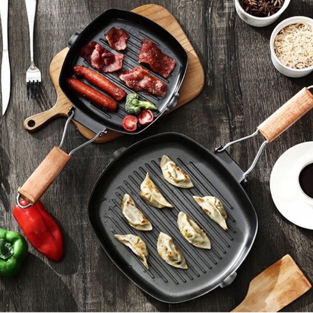 Chảo chống dính, vỉ nướng vân đá có tay cầm gấp gọn cao cấp 24cm