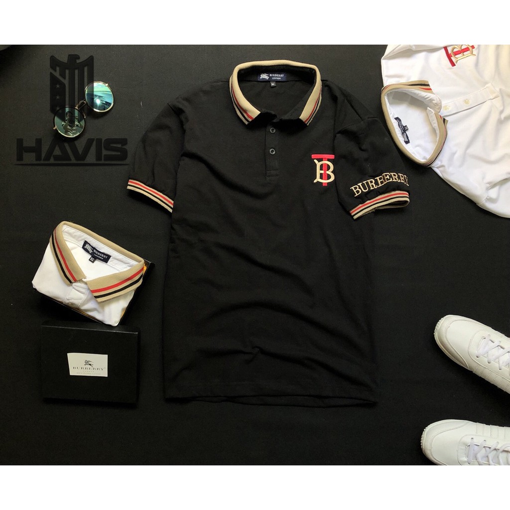 Áo thun nam có cổ Quảng Châu phối hoạ tiết thêu AHQ140