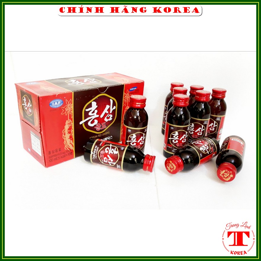 Nước hồng sâm hàn quốc chính hãng, hộp 10 chai x 100ml - tranglinh