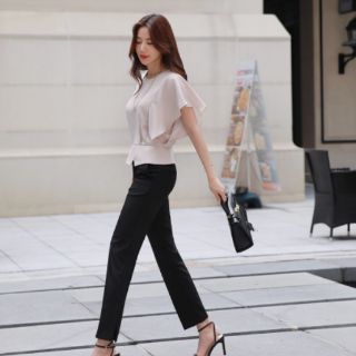 ZERASY - Áo kiểu bo eo cài nút sau lưng kiểu cách