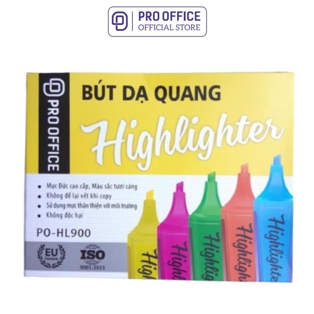 Bút Dạ Quang Highlight PRO OFFICE - 1 Chiếc - Hỗ Trợ Ghi Chú, Màu Sắc Tươi Sáng, Phản Quang Tốt HL900