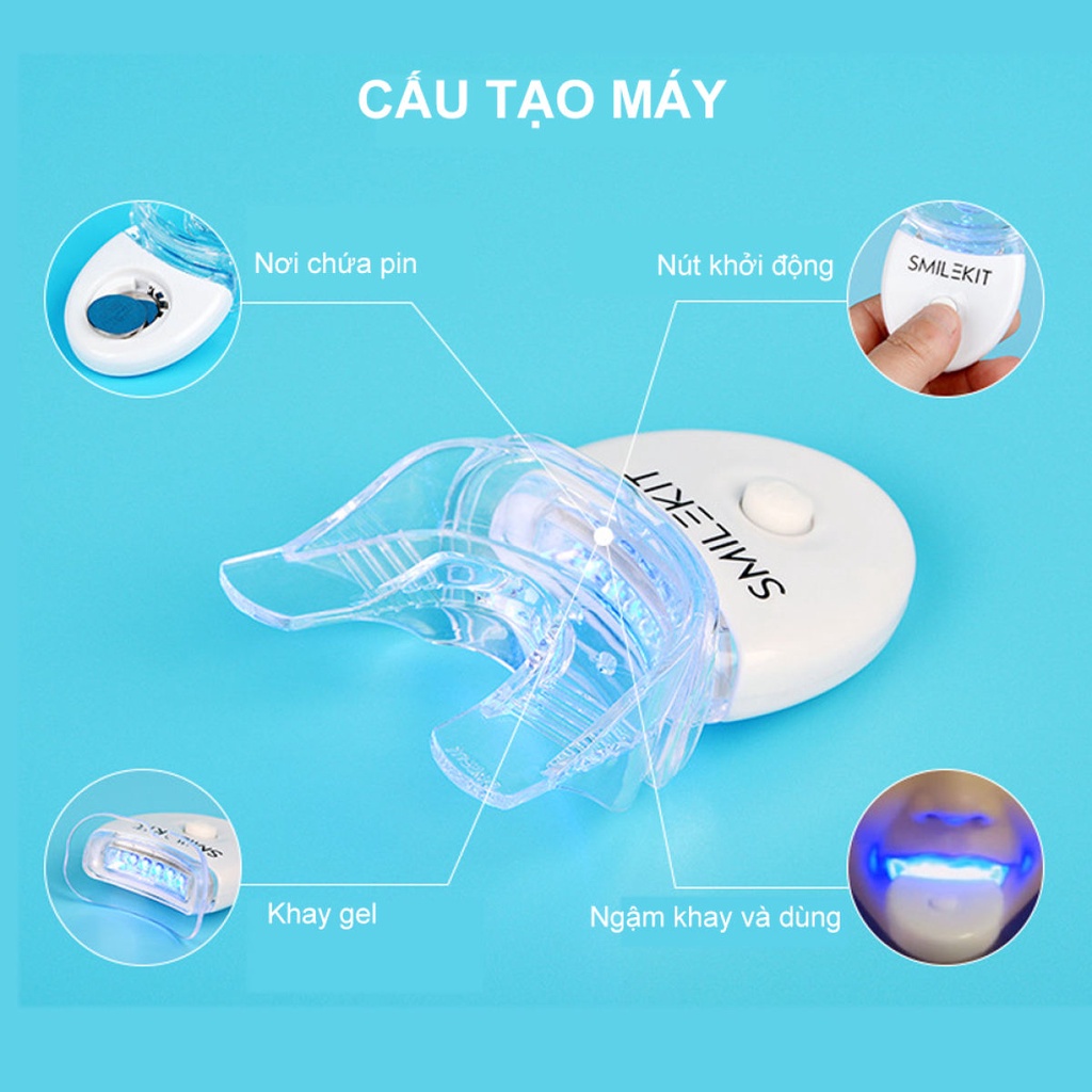 Máy làm trắng răng SMILEKIT - Máy tẩy trắng răng tại nhà nhanh chóng, an toàn, không gây ê buốt và bào mòn răng