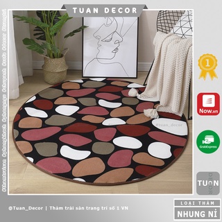 Thảm tròn trải sàn trang trí phòng khách Nhung Nỉ cao cấp màu Đá màu size 80cm | 1m