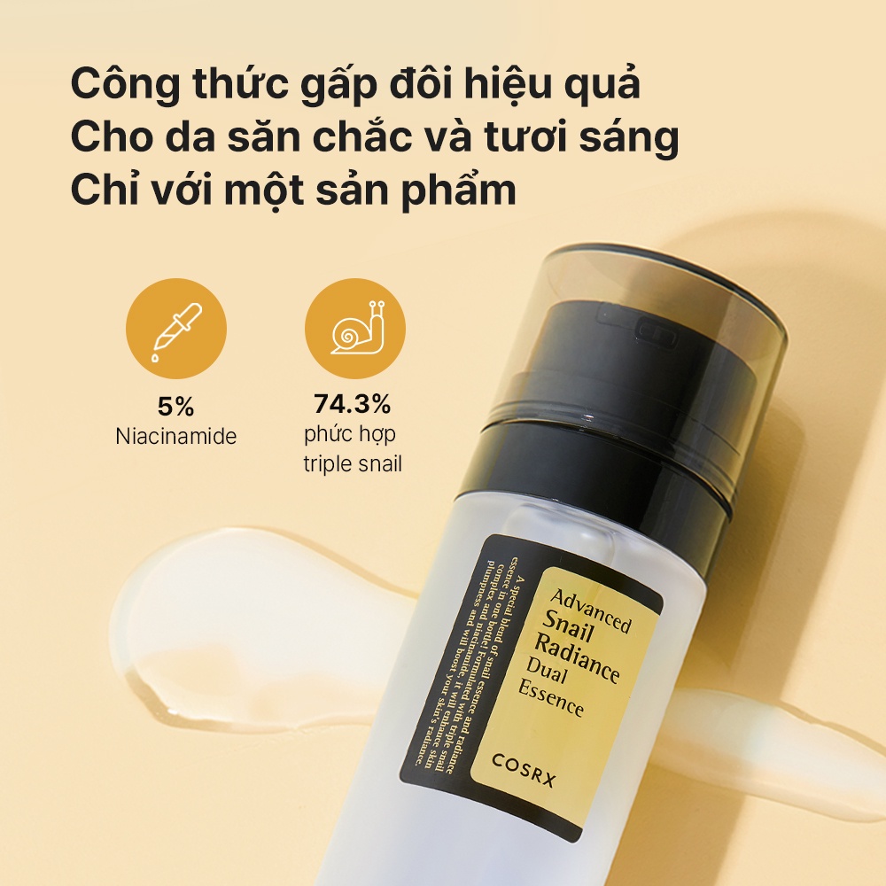 Tinh chất COSRX Advanced Snail Radiance Dual Essence 80ml chiết xuất dịch ốc sên kép cao cấp