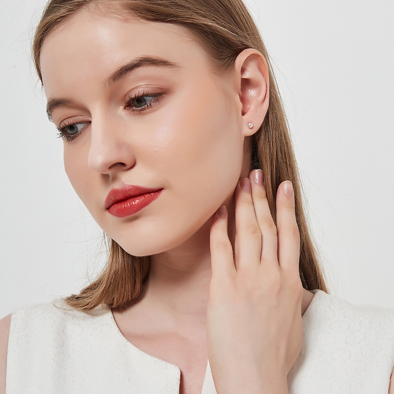 Khuyên tai bằng thép titan thiết kế hình quả tạ phong cách Hàn Quốc thời trang T423