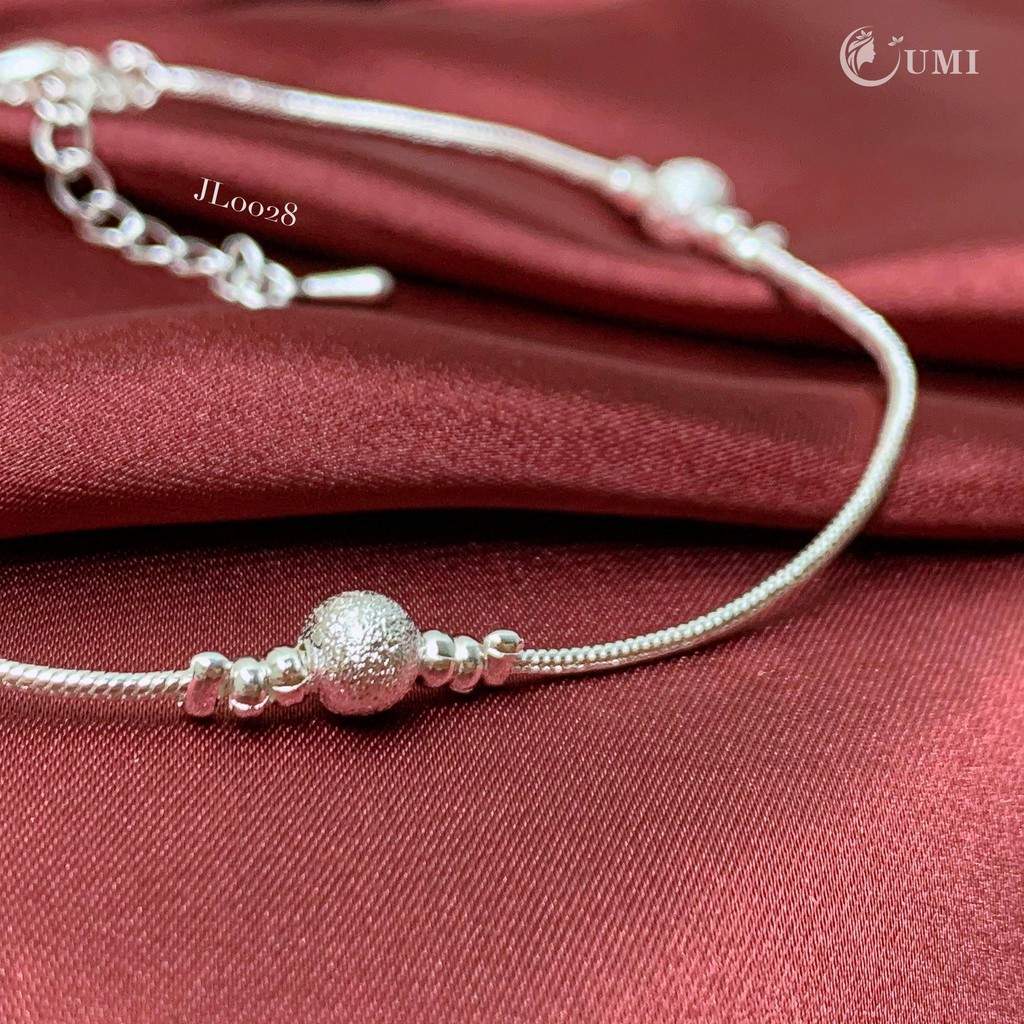 Lắc Chân Bạc 925 Thiết Kế Bi Đan Xen Phong Cách Hàn Quốc UMI JL028