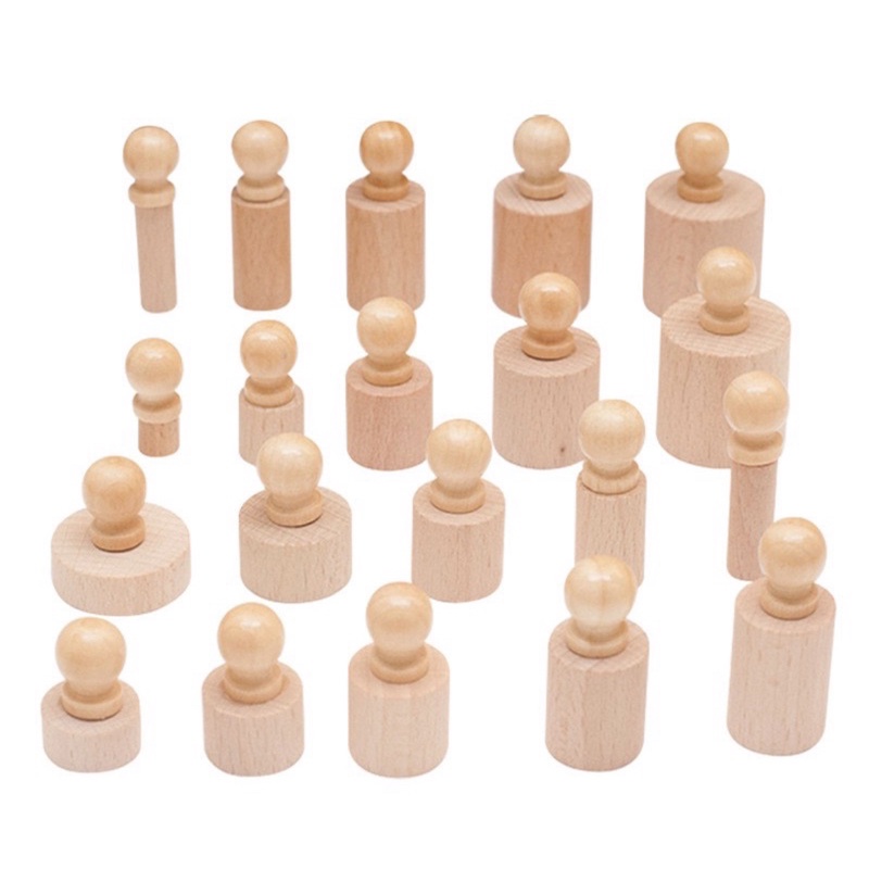 Bộ trụ có núm size mini- giáo cụ montessori - đồ chơi phát triển tư duy cho bé- đồ chơi gỗ an toàn