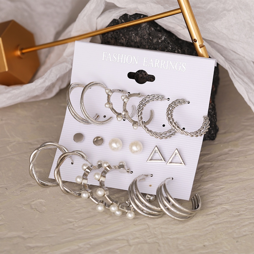 Set 9 Đôi Khuyên Tai Ngọc Trai Thời Trang Cho Nữ