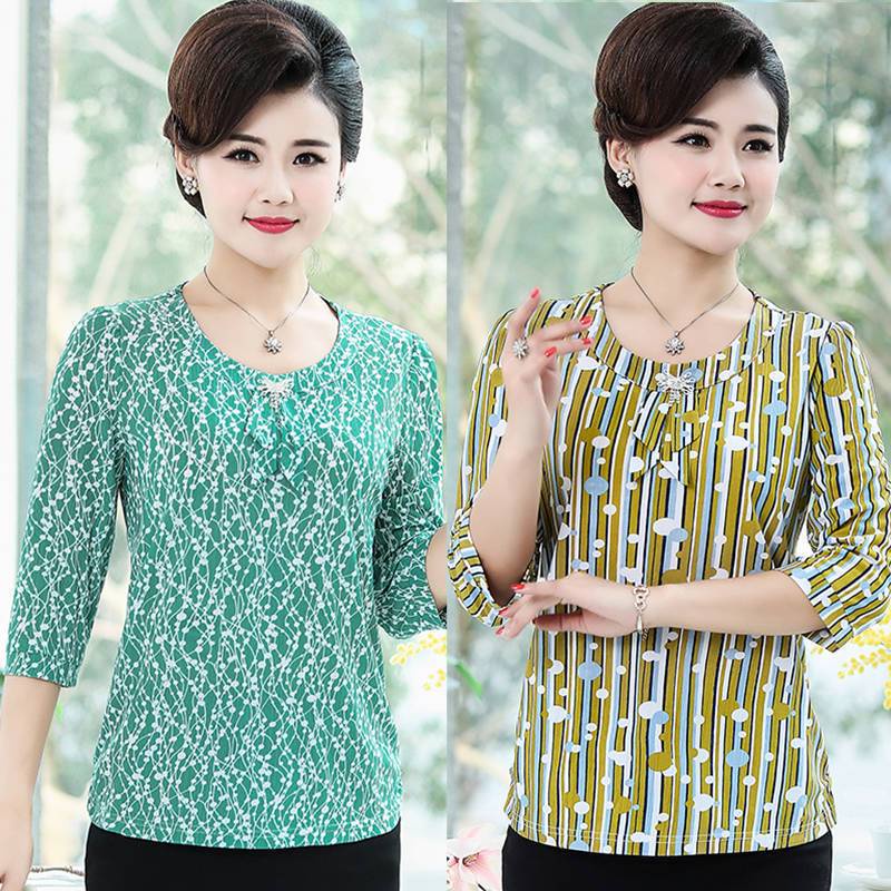 Áo Thun Tay Ngắn Plus Size Thời Trang Cho Phụ Nữ Trung Niên