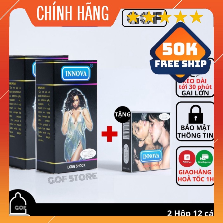 Mua 2 Bao cao su gai lớn Innova đen kéo dài thời gian Hộp 12c tặng 1 bao cao su Innova gai hộp 3c – GoF