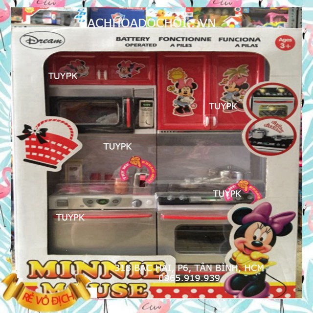 FREESHIP- Đồ chơi bộ tủ bếp Mickey, đồ chơi bếp pin, mô hình nhà bếp cho bé