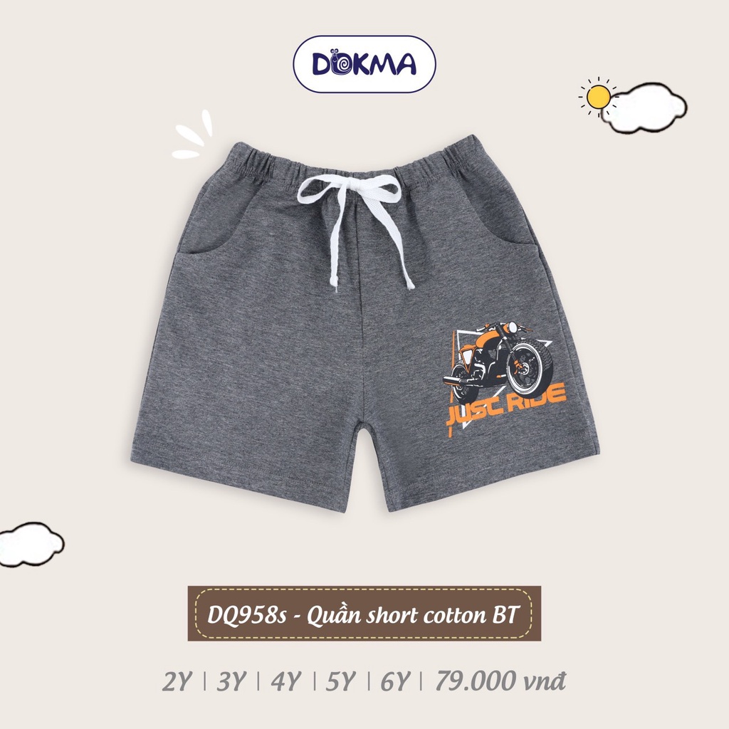 Quần short đùi cotton cho bé trai dokma mùa hè size đại sale size 2-6Y DQ958S