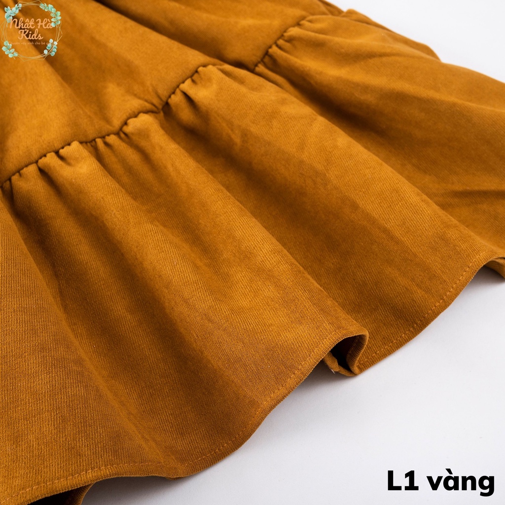 Váy bé gái thu đông L1 size đại từ 12-43kg chất liệu nhung tăm cổ tròn dáng váy xòe 3 tầng